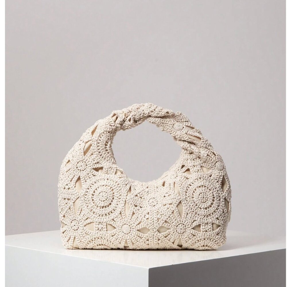 Boho Hollow Floral Woven Bag
